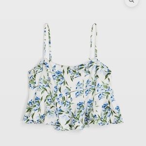 100% Silk Charmeuse Cropped Flounce Top NWT